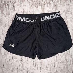 Under Armour HeatGear Girls Loose Fit Athletic Shorts Black Size Medium
